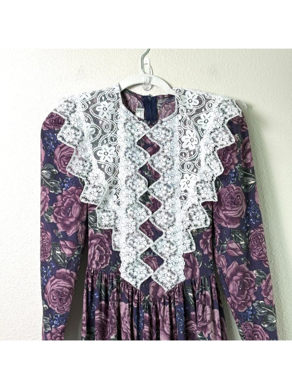 Vintage Jessica McClintock Gunne Sax Dress Size 3 4 Floral Lace Trim Cottage - Picture 2 of 13
